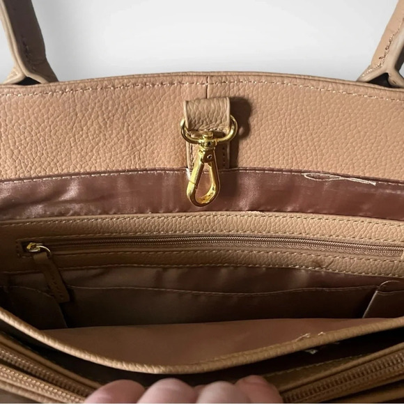 JOY & IMAN Leather Camel Large Tote Bag W/ Multiple Compartments | NWOT - Picture 9 of 16